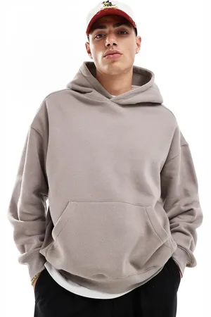 Cotton On Cotton On - Grå pullover-hættetrøje i firkantet pasform-Brun