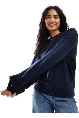 Cotton On Cotton On - Luxe - Marineblå pullover med rund hals-Brun