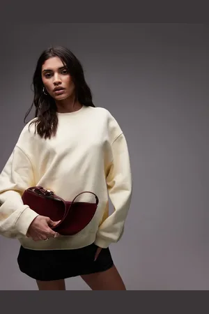 Topshop Oversized kærnemælksgul sweatshirt med sømdetaljer-Neutral