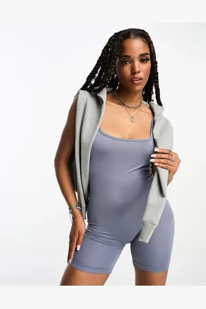 Miss Selfridge Sømløst playsuit med dyb, rund udskæring på ryggen og cami-stropper i indigoblå