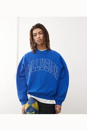 COLLUSION Sweatshirt med broderi og blå/ paneler