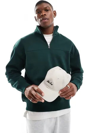 Pull&Bear Flaskegrøn sweatshirt med 1/4 lynlås