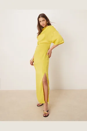 ASOS Chartreusegrøn T-shirt-maxikjole med indsyet detalje og draperet ryg