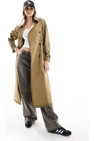 MANGO Vasket mørkebrun trenchcoat