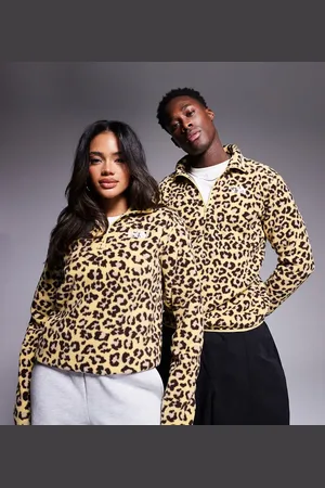 The North Face Shispare - Fleece med 1/4 lynlås og logo i leopardprint - Kun hos ASOS