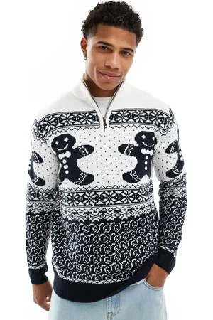 Brave Soul Julesweater med halv lynlås