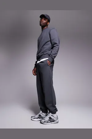 ASOS Premium - Oversized og forvaskede sorte joggingbukser i kraftigt 400 gsm-stof-Grå