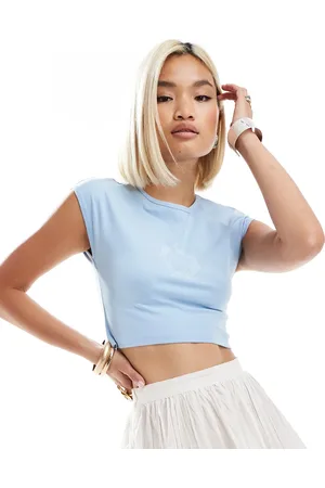 Noisy May Cropped baby-T-shirt med stjernetegnsprint i lyseblå