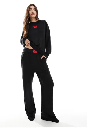 HUGO BOSS HUGO Bodywear - Snoozie - Sorte joggingbukser i teddy-fleece - Del af sæt