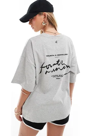 4th & Reckless Fourth Studios - Grå T-shirt med print foran og bagpå