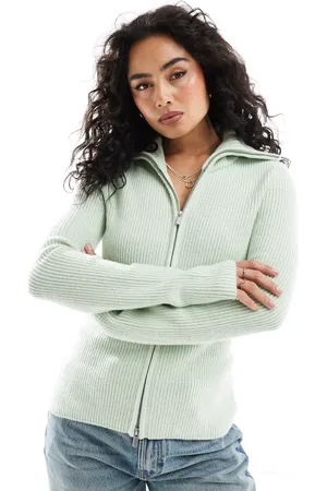 ASOS Strikket cardigan med gennemgående lynlås og krave
