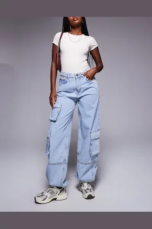 Hugo Blue Cargo-jeans i lys vask med ballonben-Blå