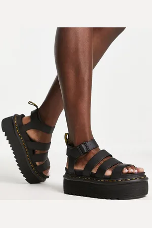 Dr. Martens Blaire Quad - Sorte flatform-sandaler