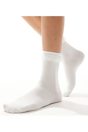 Lindex Hvide sokker med flæsekant i organza