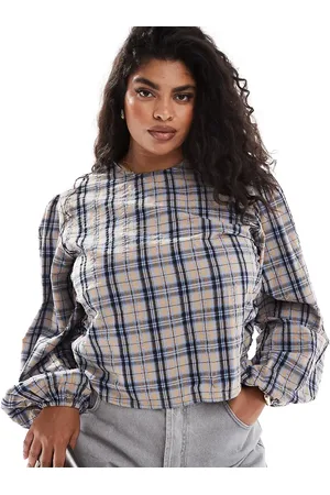 ASOS ASOS DESIGN Curve - Ternet top med rynker i siden og vide ærmer-Multifarvet