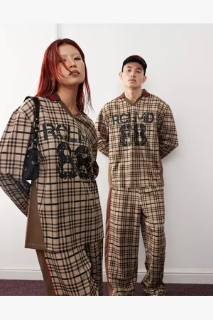 Reclaimed Unisex - Langærmet fodboldtrøje med tern