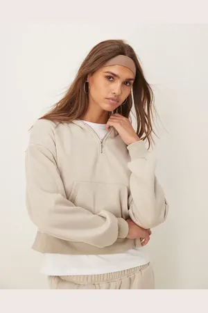 Urban Threads Lounge-sweatshirt med kort lynlås-Neutral