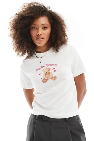 Cotton On Cotton On - Hvid og klassisk T-shirt med bamsegrafik