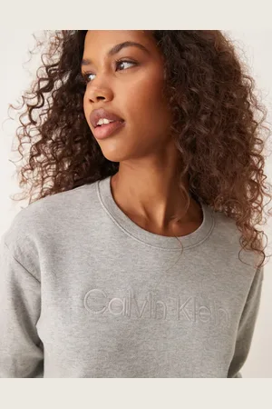 Calvin Klein Modern Terry - Grå afslappet sweatshirt med rund hals og logo