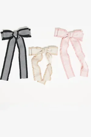 Easilocks X ASOS - Pakke med 3 hårsløjfer med gingham-tern i lyserød/sort/cremehvid - Kun hos ASOS-Multifarvet