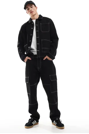 Brave Soul Sorte jeans med kontrastsyninger - Del af sæt