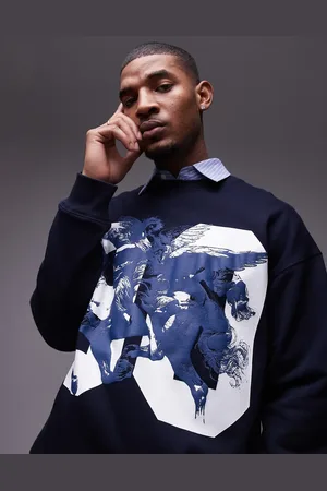 Topman Oversized sweatshirt med tekstureret pegasus-print