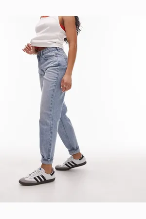 Topshop Topshop - Hourglass Original - Blegede højtaljede mom-jeans-Blå