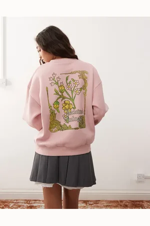 Reclaimed Sweatshirt med gotisk blomsterprint-Grøn