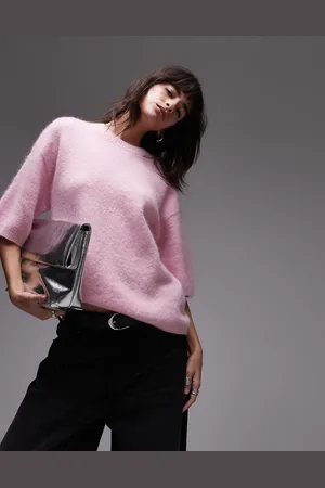 ARKET Pink sweater med korte ærmer i alpakauldblanding