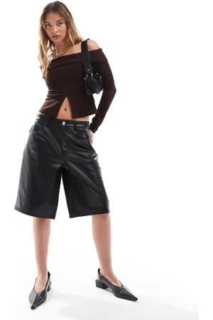 ASOS Sorte bermudashorts i imiteret læder