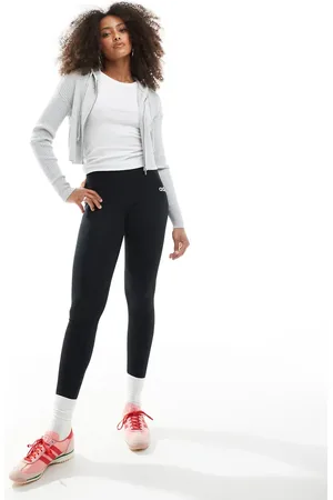 adidas Adidas Essentials - Sorte leggings med lineært logo i hvid