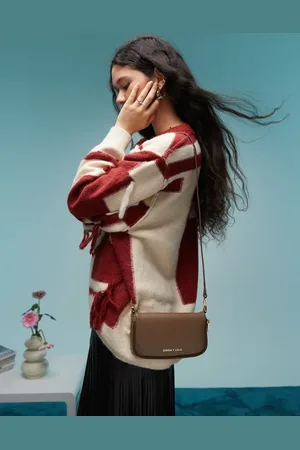 Bimba y Lola Mørk gråbrun crossbody-taske i læder