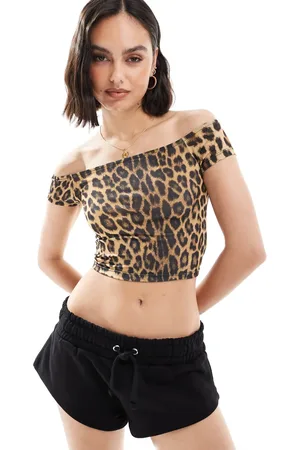 Pull&Bear Bardot-croptop med leopardprint
