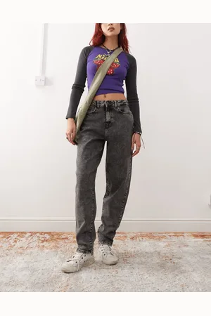 Noisy May Rhoda - Vasket grå jeans med høj talje i mom fit