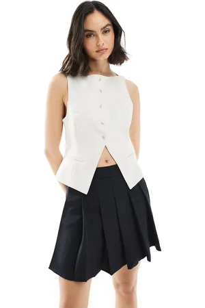 Bershka Ecrufarvet vest med rund hals-Neutral