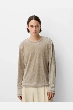 Bershka Collection - Vasket beige T-shirt med lange ærmer