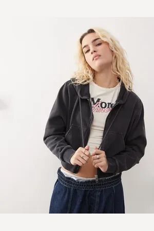 Monki Croppe oversized hættetrøje med lynlås