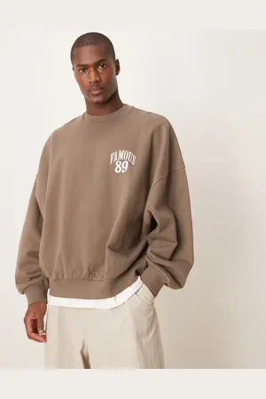 ASOS Brun ekstremt oversized sweatshirt med puffet print foran og bagpå