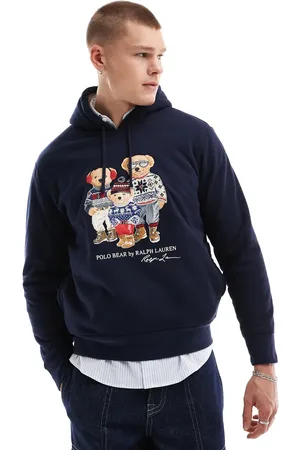 Ralph Lauren Oversized hættetrøje i klassisk stil i polarfleece med julebamsefamilie