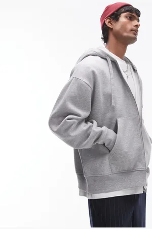 Topman Grå og oversized hættetrøje med lynlås