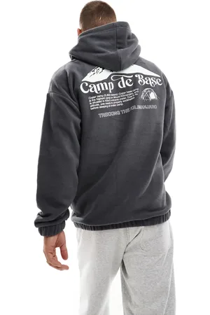 Only & Sons Grå oversized fleece-hættetrøje med 