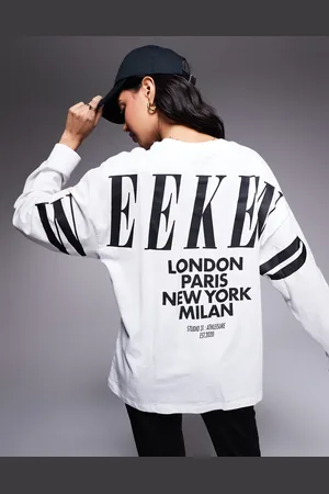 ASOS Weekend Collective - Icon - og oversized T-shirt med lange ærmer og stablet logo på ryggen