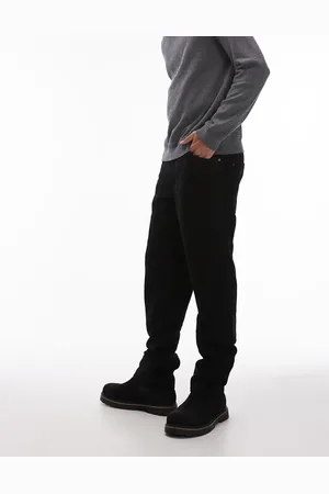 Topman Premium - Sorte bukser i ruskind med lige ben