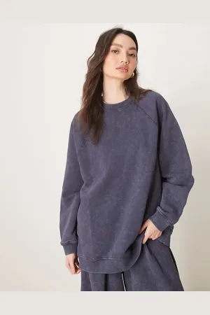 ASOS Forvasket marineblå og oversized sweatshirt - Del af sæt-Grå