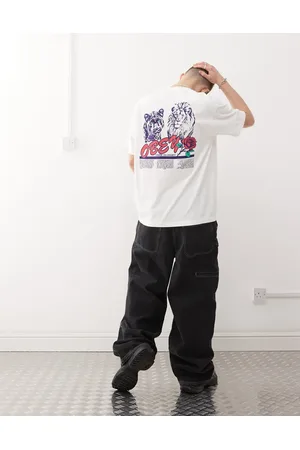 Obey Unite - Vintage-inspireret pigment hvid T-shirt med logografik og print på ryggen