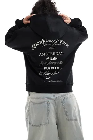 Good For Nothing Oversized, cropped hættetrøje med logo i