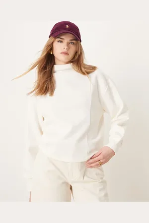 ASOS Cremehvid og højhalset sweatshirt med søm- og korsetdetaljer