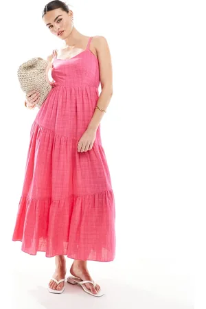 Closet Trapez-formet maxikjole med gingham-tern i pink toner