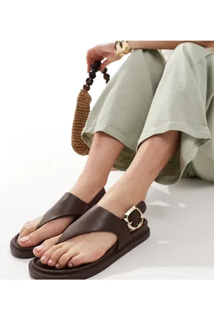 London Rebel Gyldenbrune sandaler med formstøbt indersål og tårem