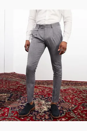 Noak Premium - Blå skinny-habitbukser med mikrotekstur og tovejs-stretch